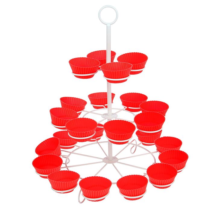 Подставка для пирожных 37,5x43 см с силиконовыми формами "Цветок", цвета МИКС