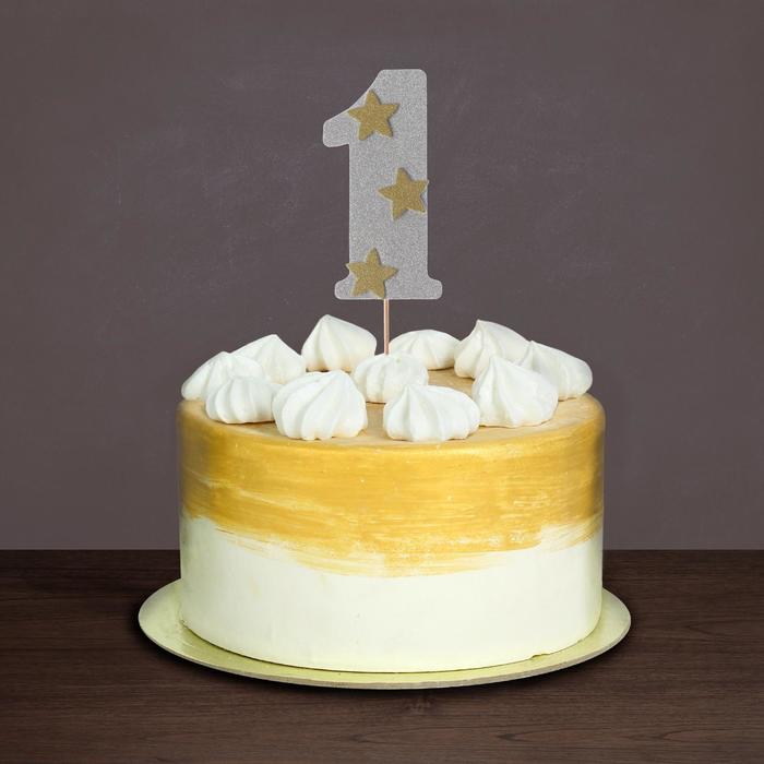 Топпер для торта "1", цвет серебро