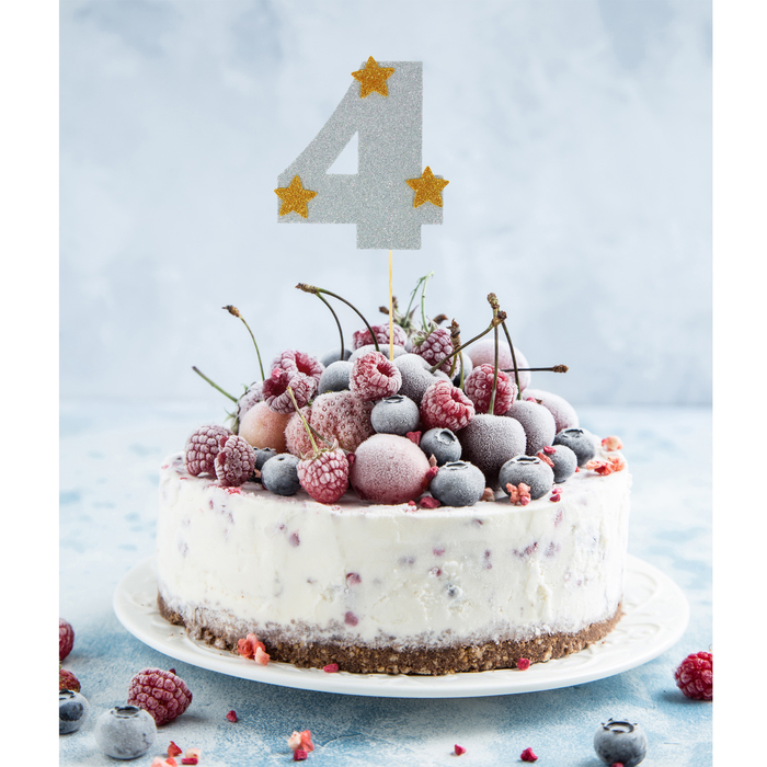 Топпер для торта "4", цвет серебро