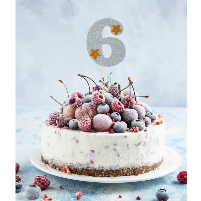 Топпер для торта "6", цвет серебро