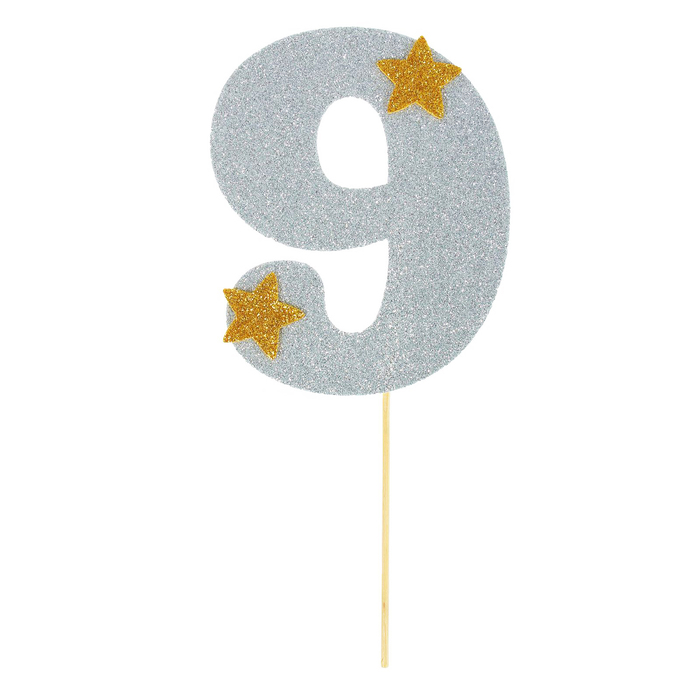 Топпер для торта "9", цвет серебро