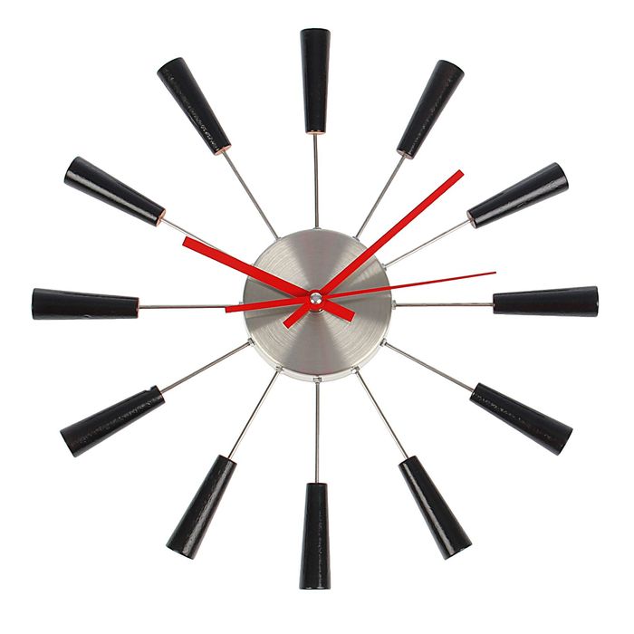 Часы настенные интерьерные "Конусы", d=36 см, хром, чёрные