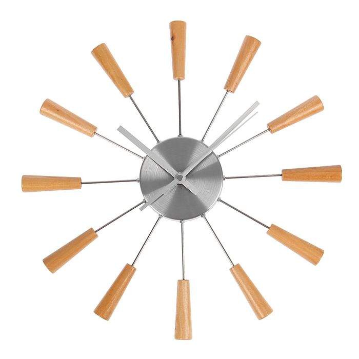 Часы настенные интерьерные "Конусы", d=36 см, хром, бежевые