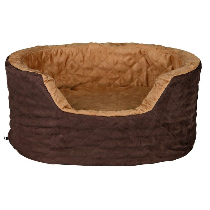 Лежак Benito с бортами, иск. замша, 60х45х24см, коричневый/св.коричневый