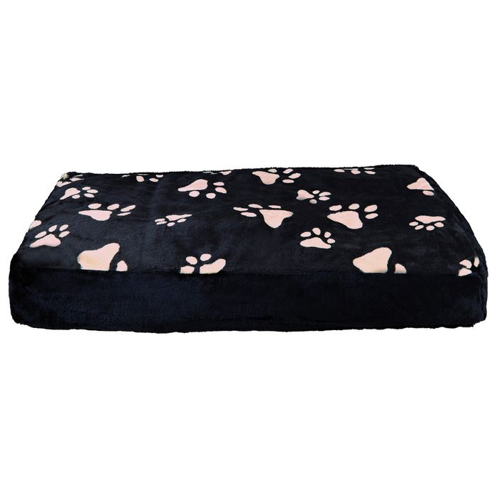 Лежак Winny 120х75см, флис, с рисунком лапки, черный