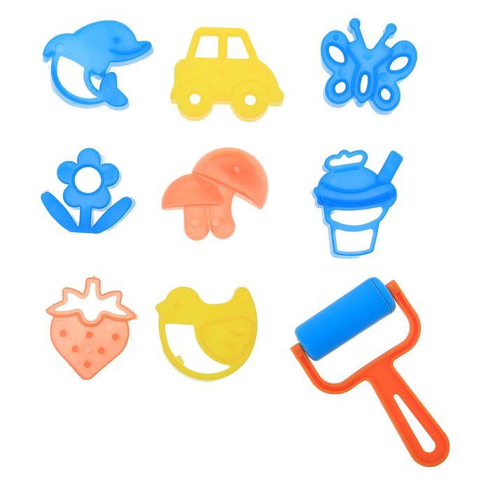 Формочки для лепки, набор 8 шт + каток