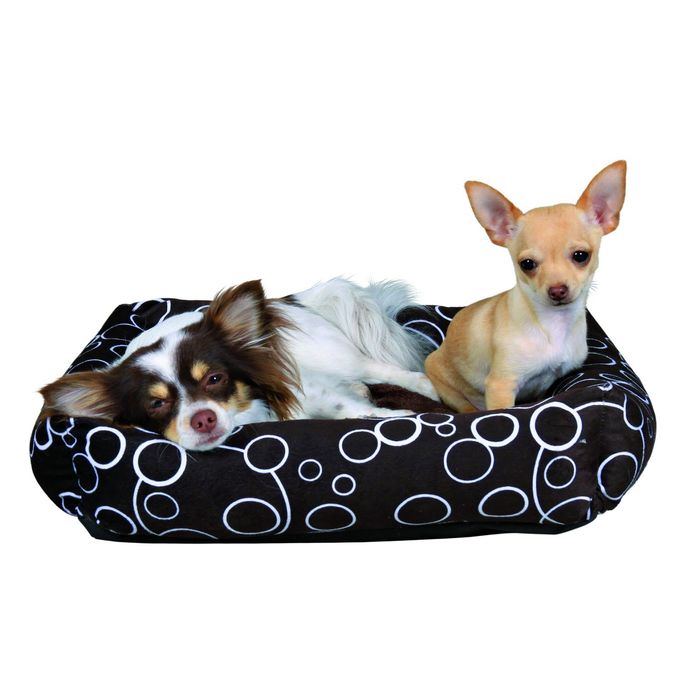 Лежак с бортиками Marino 75х65см, коричневый/беж, кружочки.