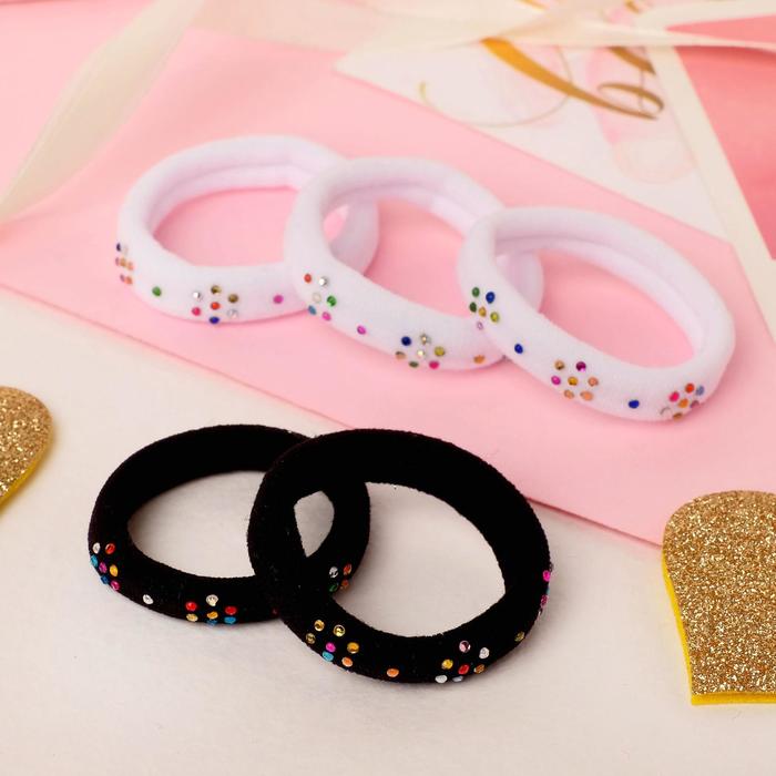 Резинки для волос "Стразики" (набор 6 шт.), цветочки