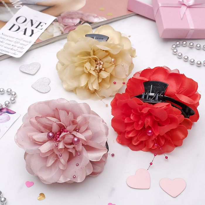 Краб для волос "Цветочный рай" пышный бутон, микс