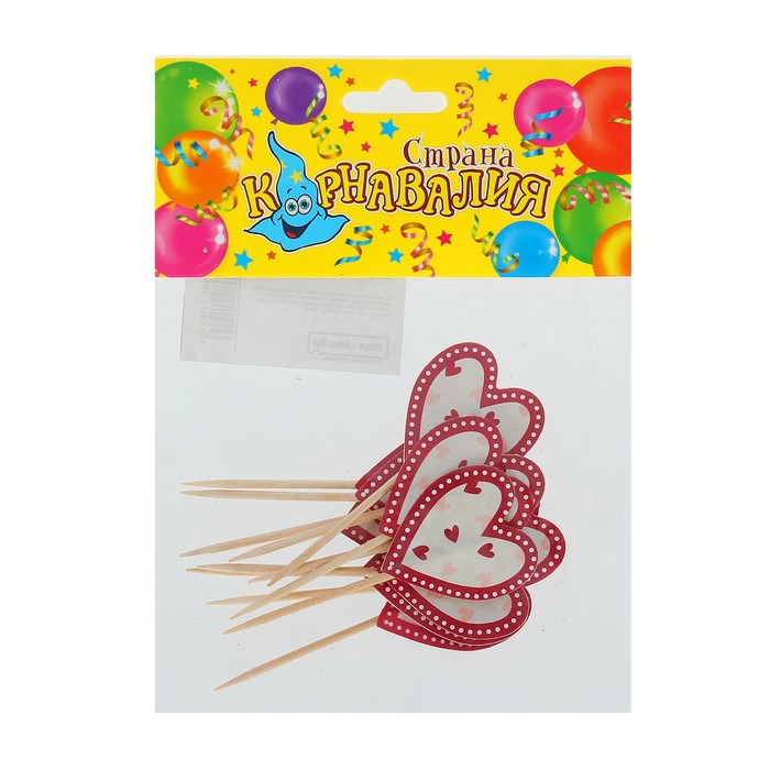 Пика для канапе "Сердечко" набор 12 штук