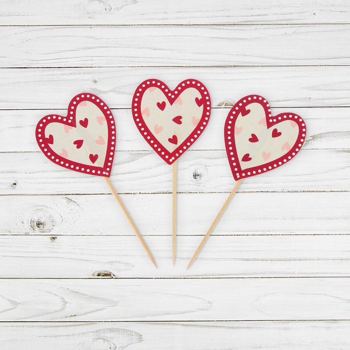 Пика для канапе "Сердечко" набор 12 штук
