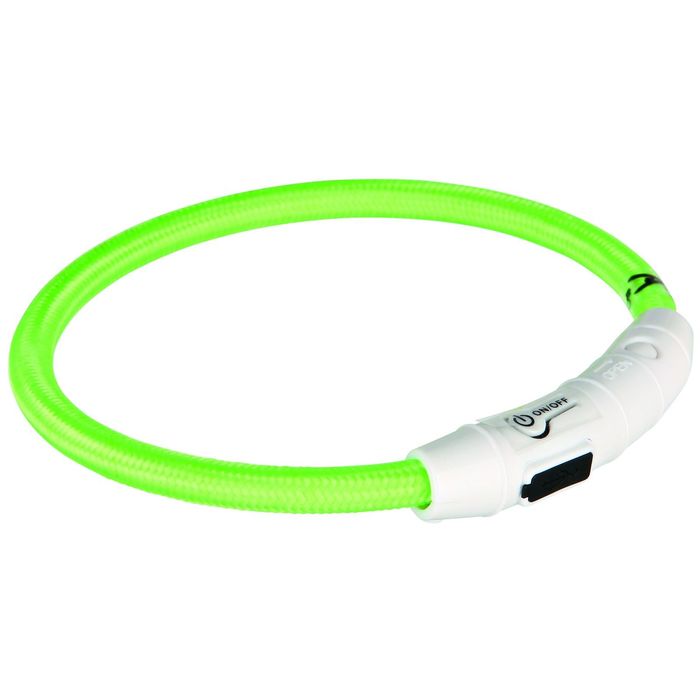 Ошейник мигающий Trixie для собак, M–L: 45 см, нейлон, зеленый, USB