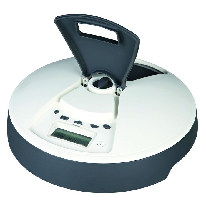 Кормушка Trixie на 3 кормления (6 порций) "ТХ 6 ", 6х240 мл/ ф32 х 10 см,серый / белый