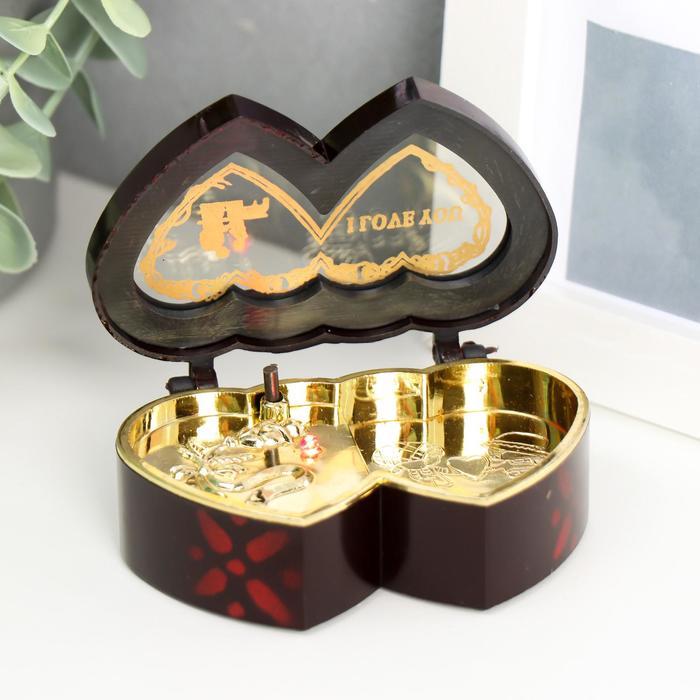 Шкатулка музыкальная "Два сердца" большая