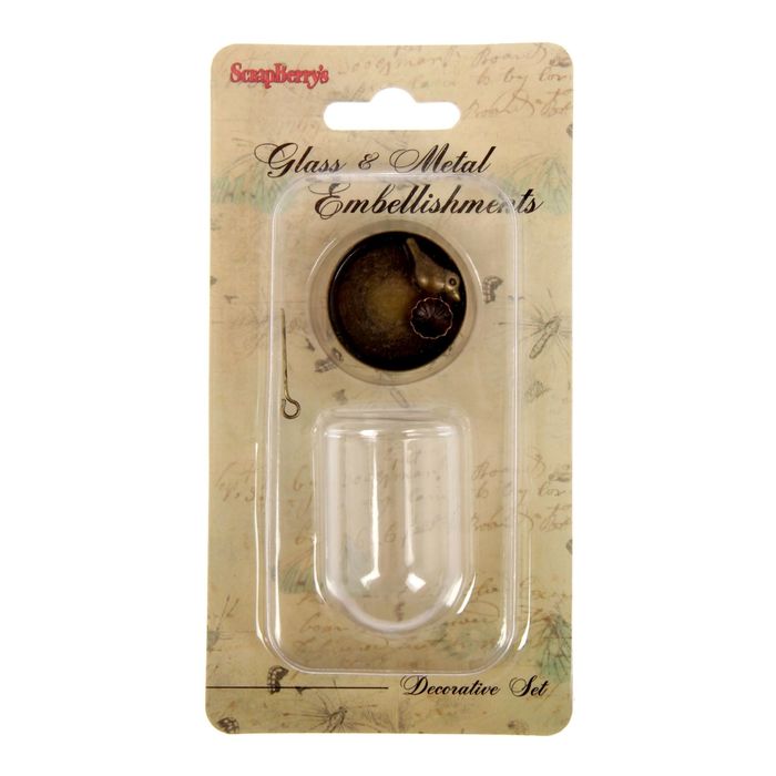 Декор для творчества стекло "Мини-колпак с птичкой" 2,8х3,8 см