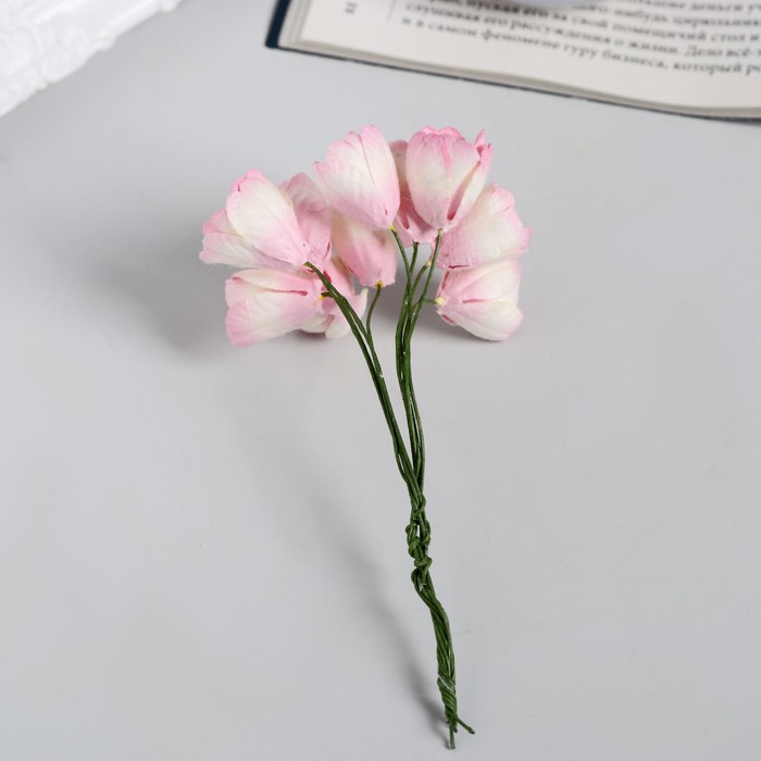 Декор для творчества, тюльпаны бело-розовые, набор 10 шт.