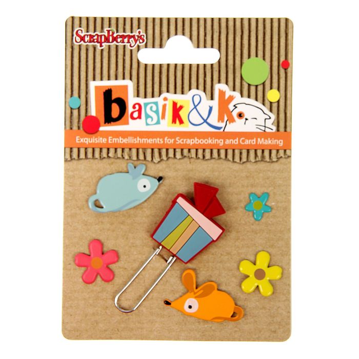 Набор брадсов со скрепкой "Басик Кошки-Мышки" (набор 6 шт)