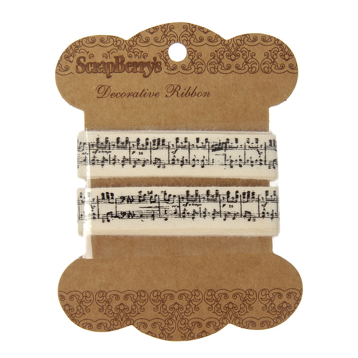 Лента декоративная "Нотки" ширина 1,4 см, дл. 2м, хлопок