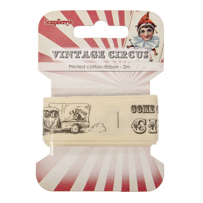 Лента декоративная "Старый цирк" ширина 2,5 см, дл. 2м, хлопок