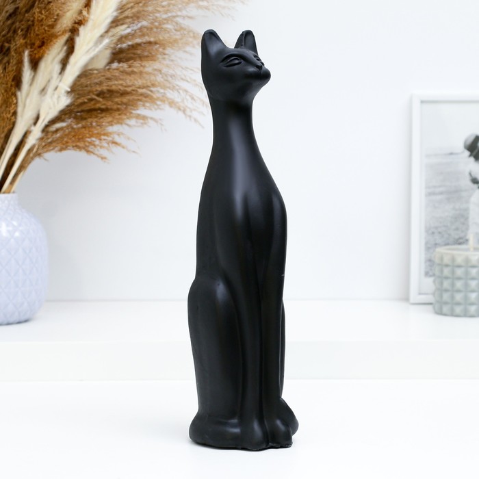 фигура кошка египетская черная с бронзой 14 см Фигура Кошка Египетская №5 малая черная матовая 15 10х10х31см