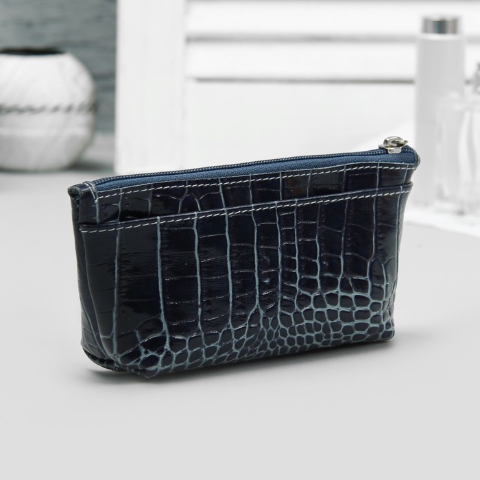 Косметичка простая на молнии, 1 отдел, цвет бирюзовый