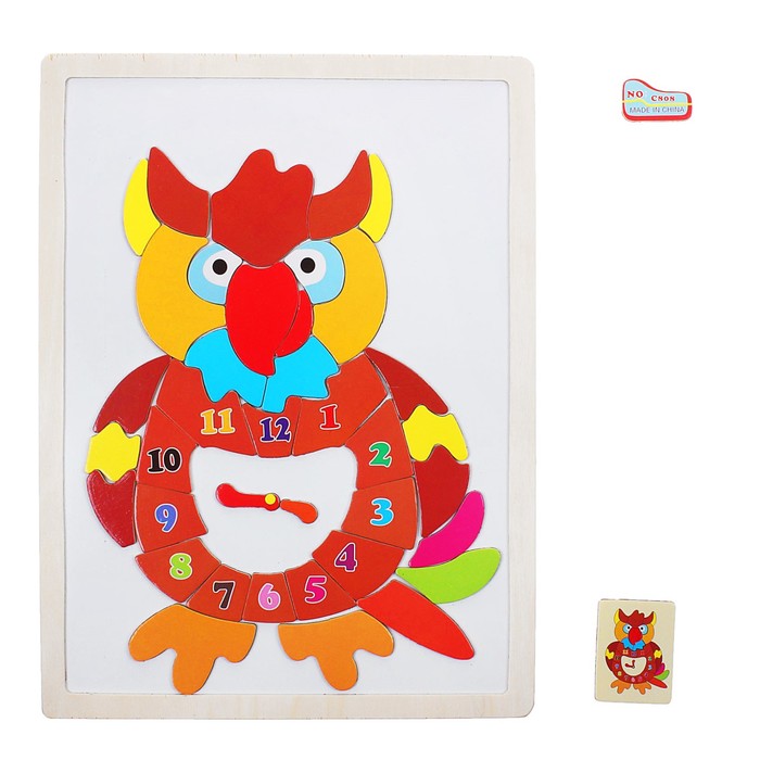 Конструктор магнитный в деревянной раме "Часы. Сова"