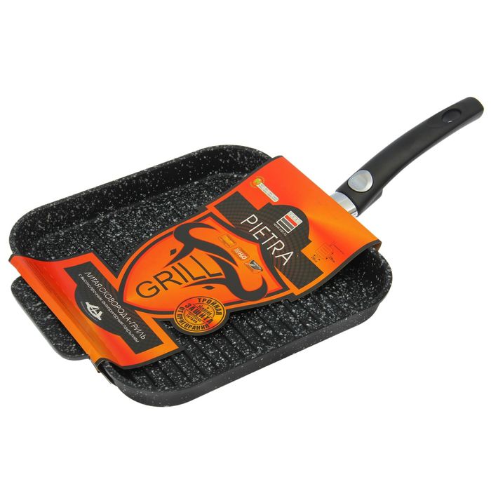 Сковорода-гриль квадратная 28х28 см "Pietra. Мокрый асфальт"