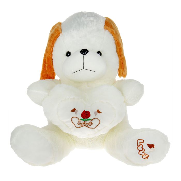 Мягкая игрушка "Собака с сердцем", цвета белый