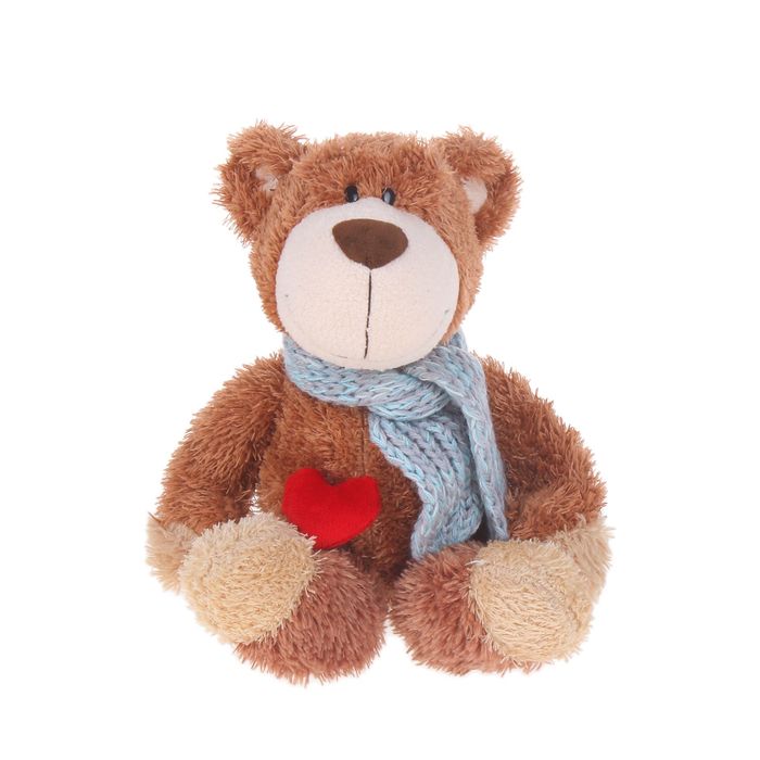 Мягкая игрушка "Медведь с шарфом и сердцем", цвета МИКС