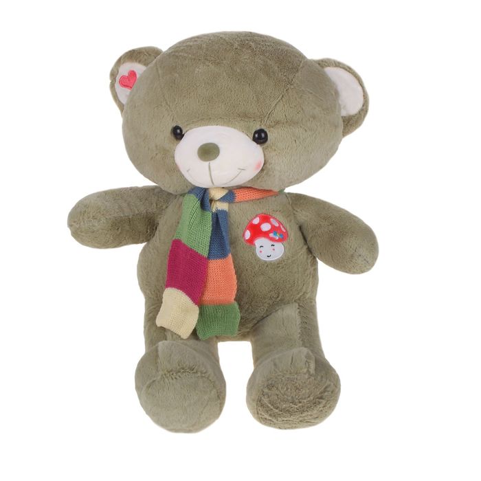 Мягкая игрушка "Медведь с шарфом и вышивкой №1", цвета МИКС