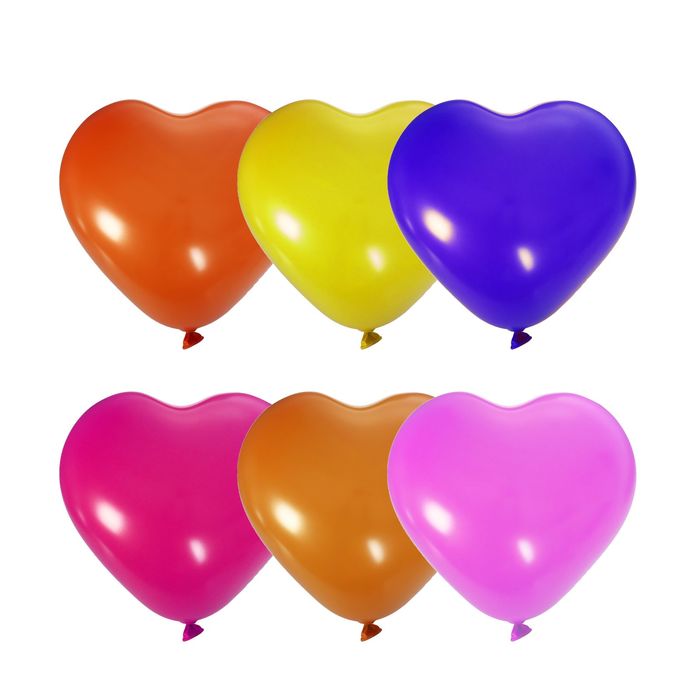 Шар латексный 16" "Сердце", металл, набор 25 шт., цвета МИКС
