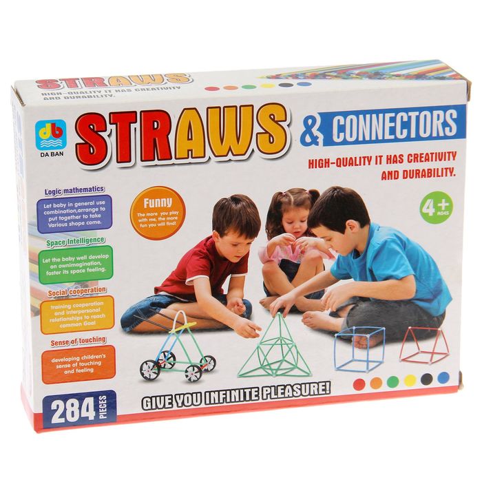 Конструктор «Забавные соломинки», 284 детали