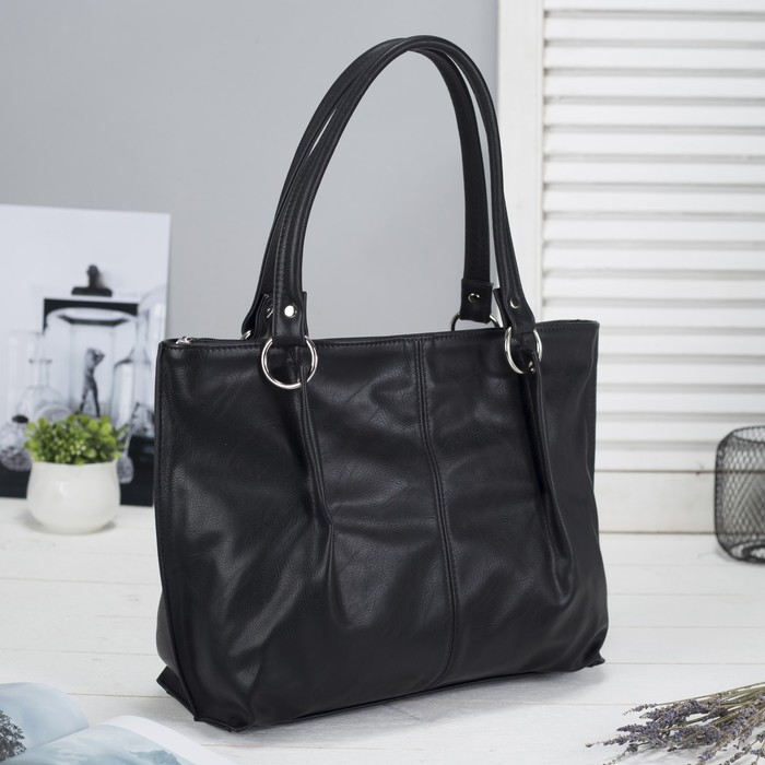 Сумка женская на молнии, 1 отдел, наружный карман, цвет чёрный