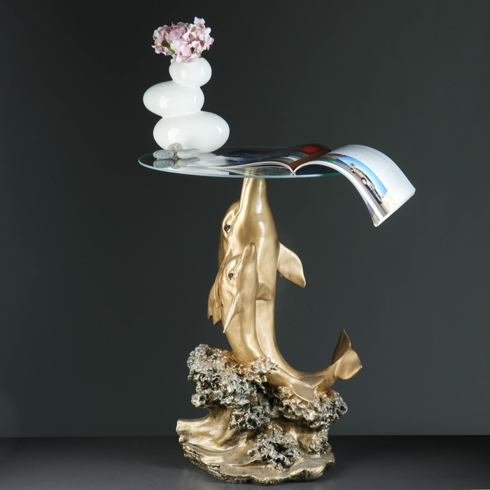 Стол "Дельфины" бронза 70см, полистоун