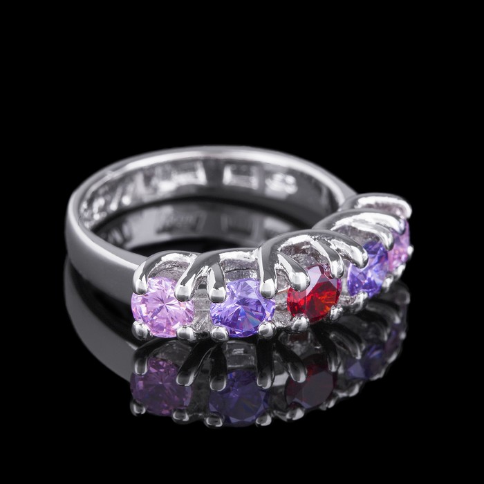 Кольцо "Эрлифт", размер 16, цветное в серебре