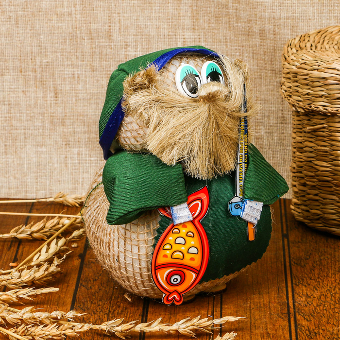 Оберег «Домовой Нафаня», рыбак, 15 см, микс