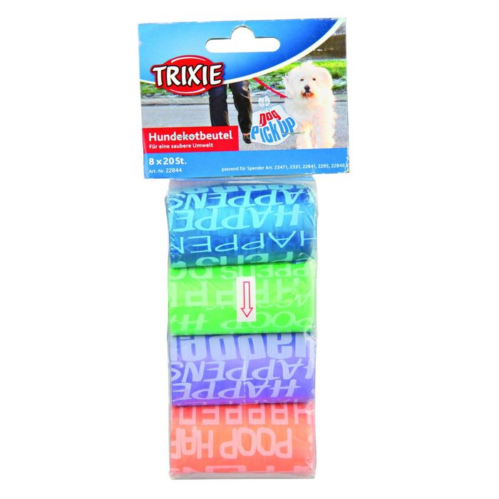 Пакеты Trixie для уборки за собаками, 3 л, 8 рулонов по 20 шт, цветные, для всех диспенсеров. 1787