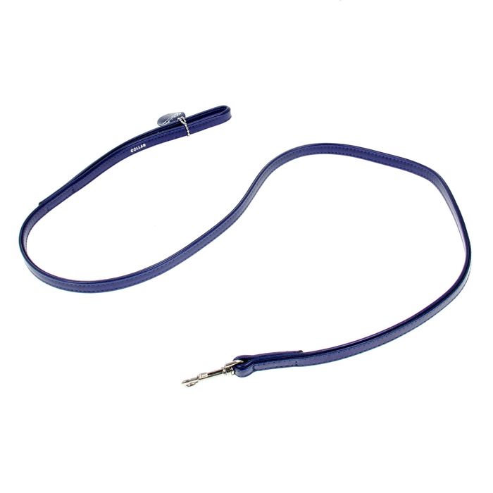 Поводок из лакированной кожи, 1.22 м х 1.3 см, синий