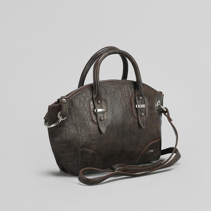 Сумка женская на молнии, 1 отдел, наружный карман, длинный ремень, цвет коричневый