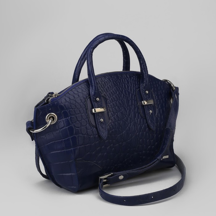 Сумка женская на молнии, 1 отдел, наружный карман, длинный ремень, цвет синий