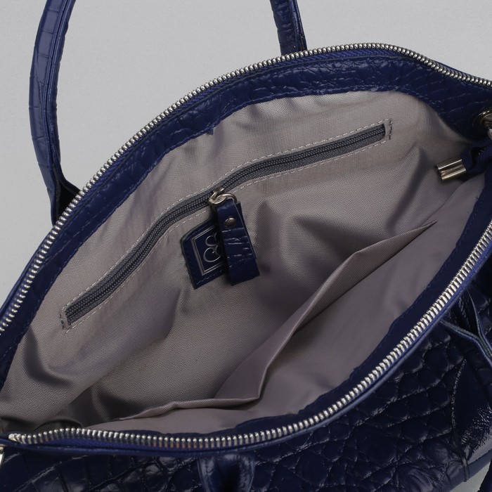 Сумка женская на молнии, 1 отдел, наружный карман, длинный ремень, цвет синий