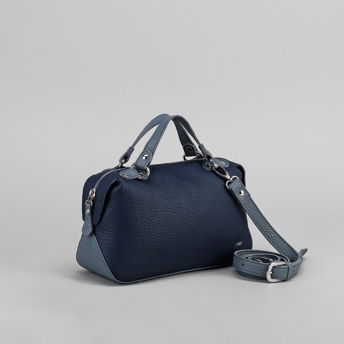 Сумка женская на молнии, 1 отдел, наружный карман, длинный ремень, цвет синий