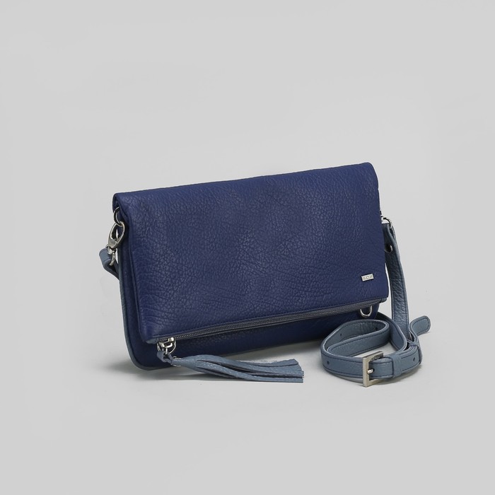 Сумка женская на молнии, 1 отдел, наружный карман, длинный ремень, цвет синий