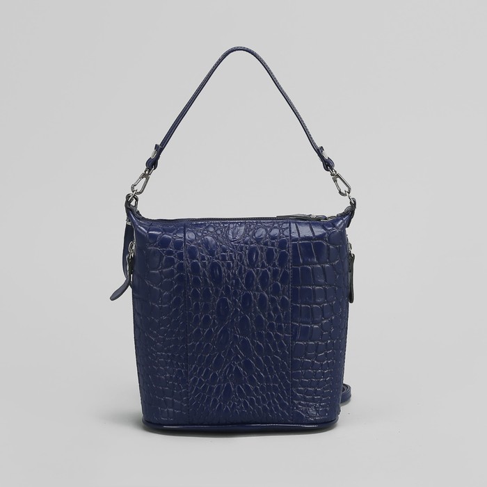 Сумка женская на молнии, 1 отдел, 2 наружных кармана, длинный ремень, цвет синий