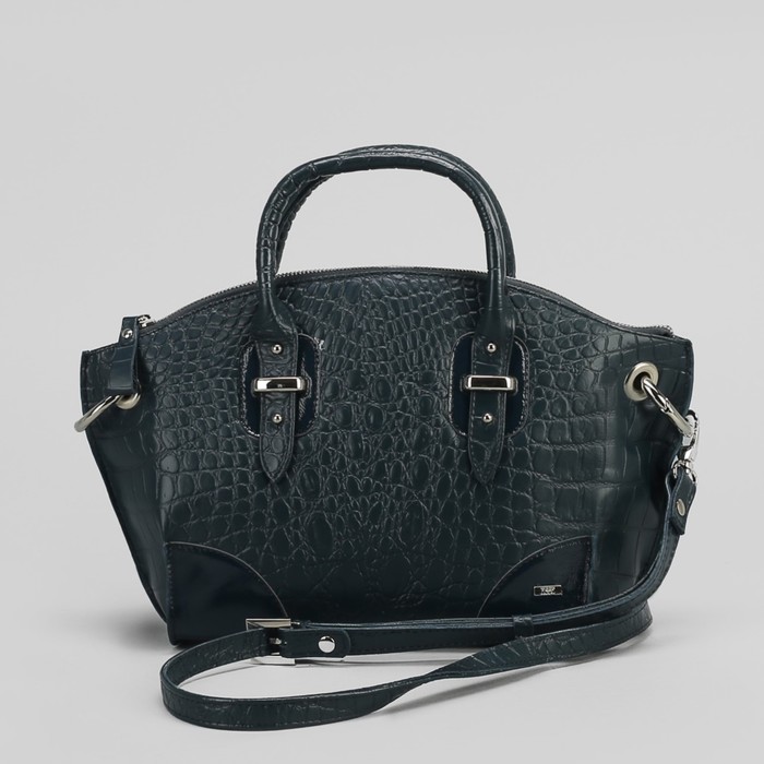 Сумка женская на молнии, 1 отдел, наружный карман, длинный ремень, морск