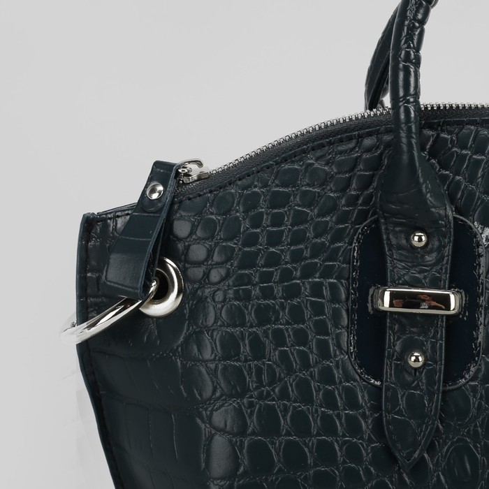 Сумка женская на молнии, 1 отдел, наружный карман, длинный ремень, морск