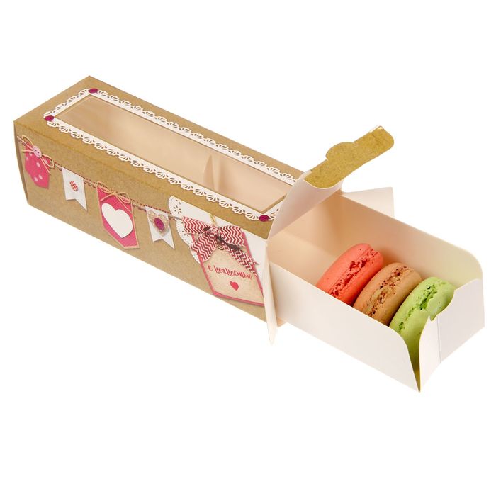 Коробочка для макарун «С нежностью», 18 х 5,5 х 5,5 см