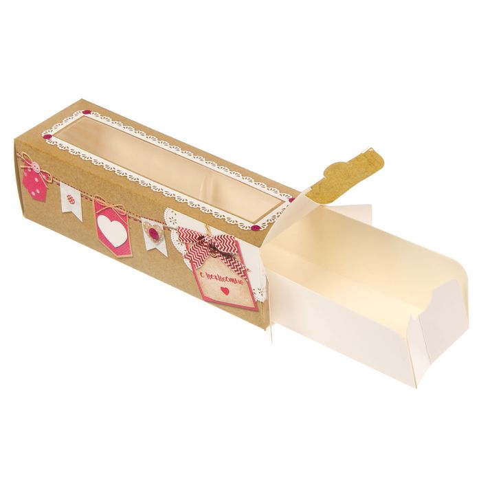 Коробочка для макарун «С нежностью», 18 х 5,5 х 5,5 см
