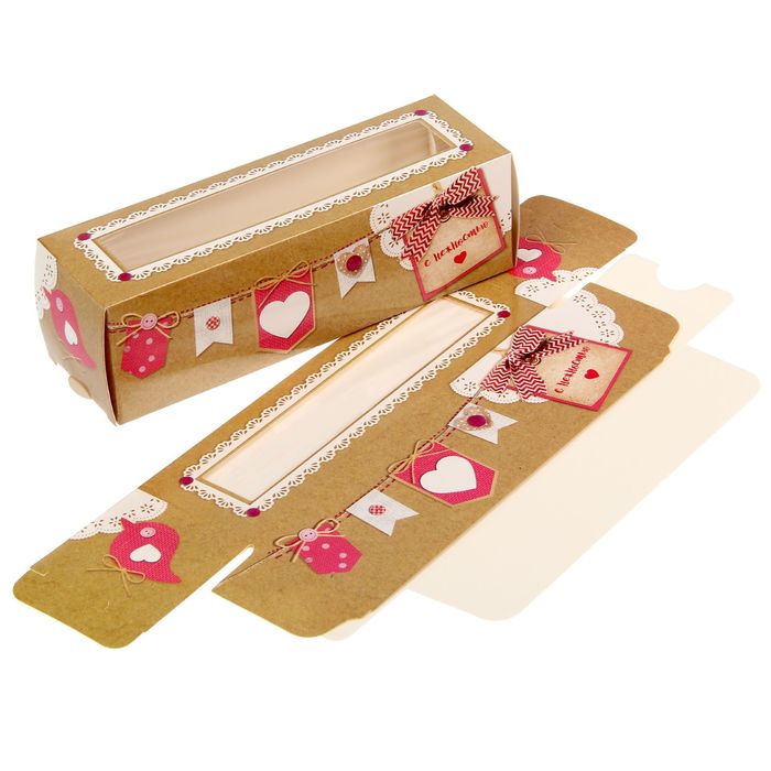 Коробочка для макарун «С нежностью», 18 х 5,5 х 5,5 см