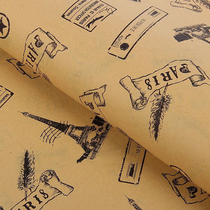 Бумага упаковочная Крафт 60 х 60 см "Париж"